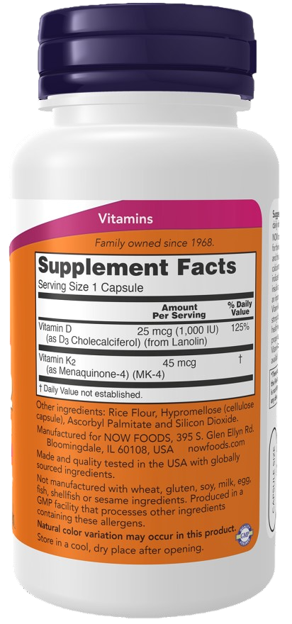 Vitamina D3 & k2 120vcap / 120serv